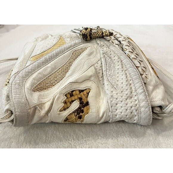 Vintage Sharif Patchwork Snake Python skin Leather Crossbody Handbag Purse - Picture 7 of 13